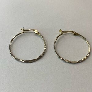925 Sterling silver Elegant Two-Tone Hoop Earrings